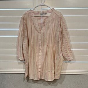 Avenue Red and Cream Striped Top